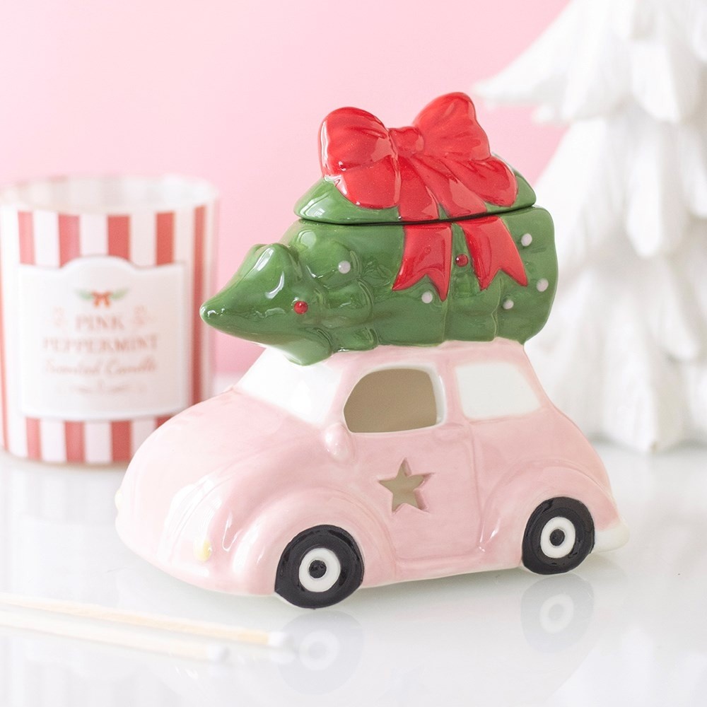 Something Different - Pink Car with Christmas Tree Ölbrenner/Teelichthalter fürs Raumdüfte - Mehrfarben